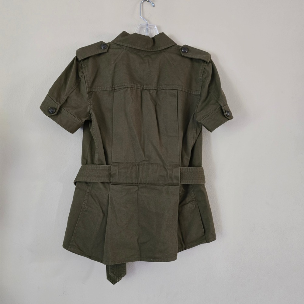 LAUREN JEANS COMPANY Short sleeve military‎ belted green jacket size small - Picture 6 of 11